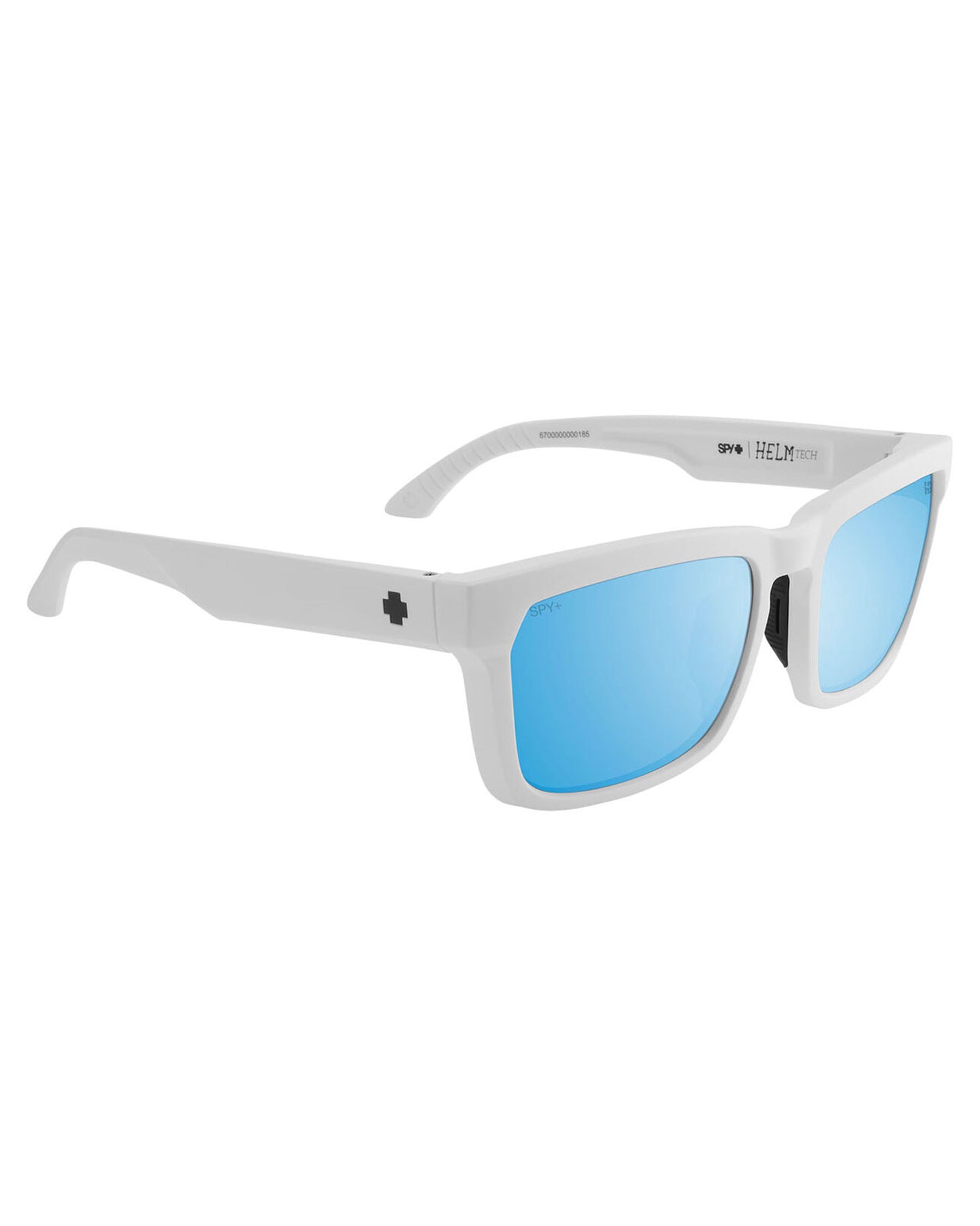 Spy Helm Tech Matte White - Happy Boost Bronze Polar Ice Blue Spectra Mirror Sunglasses - Trojan Wake Ski Snow