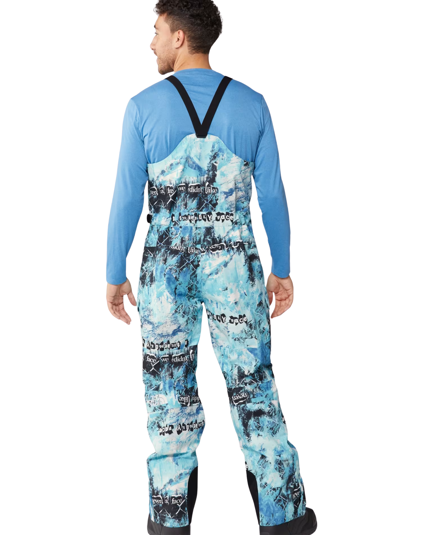 The North Face Men's Print Dragline Snow Bib - Norse Blue/Cole Navin/Never A Face Men's Snow Bibs - Trojan Wake Ski Snow