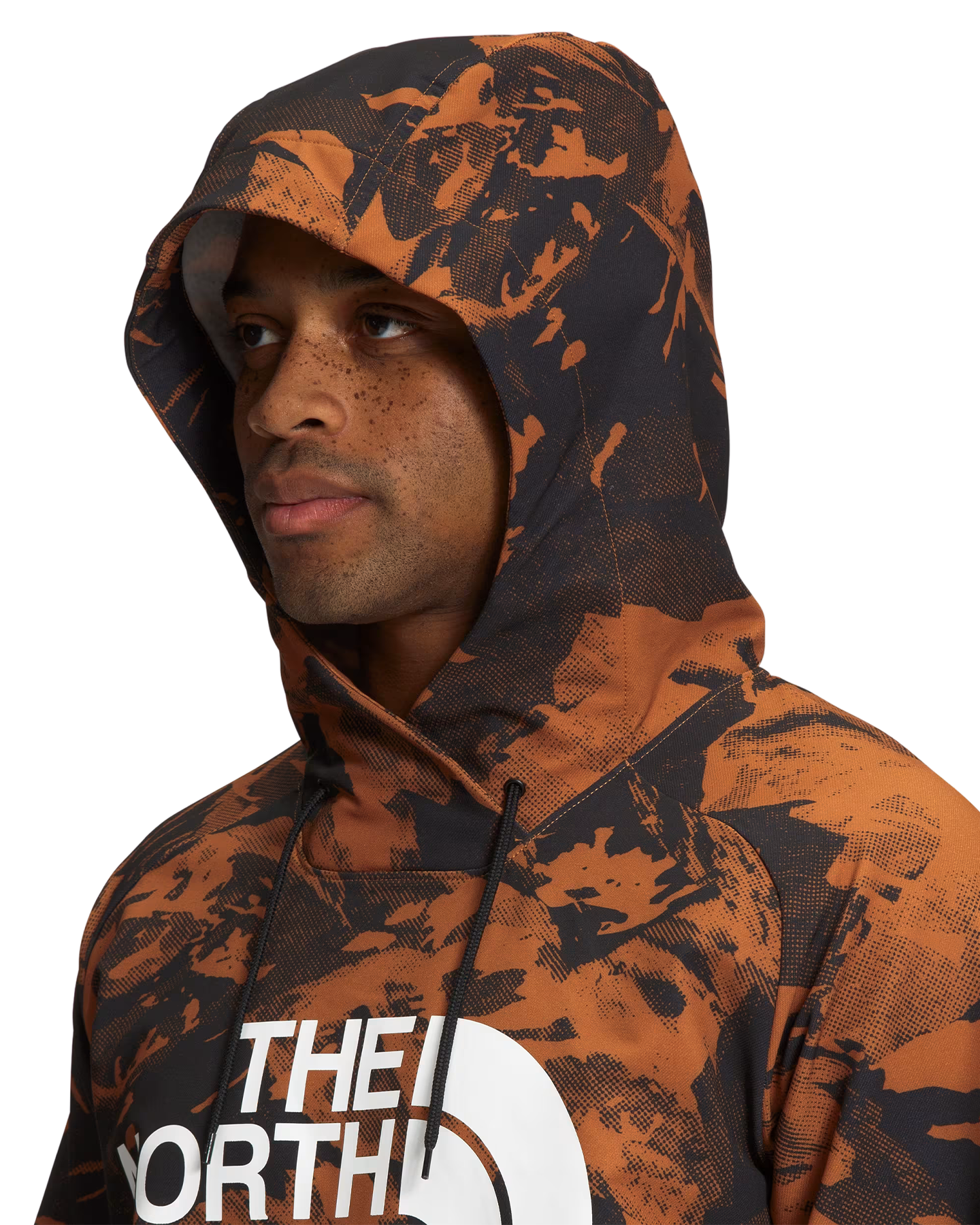 The North Face Men's Tekno Logo Hoodie - Leather Brown/Tonal Mountainscape Print Men's Hoodies - Trojan Wake Ski Snow