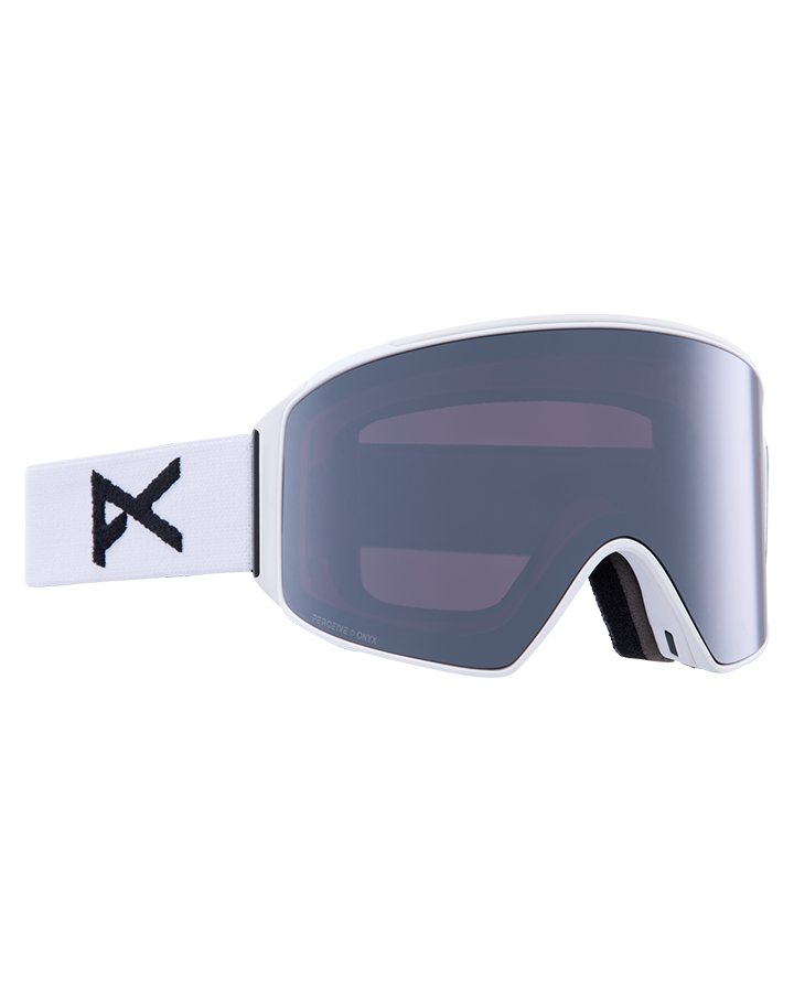 Anon M4 Cylindrical Low Bridge Snow Goggles + Bonus Lens + Mfi® Face Mask - White/Perceive Sunny Onyx Lens Men's Snow Goggles - Trojan Wake Ski Snow