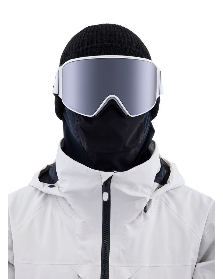 Anon M4 Cylindrical Low Bridge Snow Goggles + Bonus Lens + Mfi® Face Mask - White/Perceive Sunny Onyx Lens Men's Snow Goggles - Trojan Wake Ski Snow