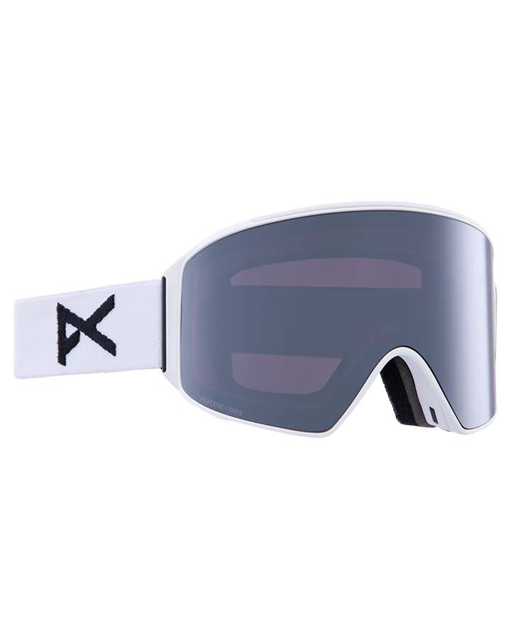Anon M4 Cylindrical Snow Goggles + Bonus Lens + Mfi® Face Mask - White/Perceive Sunny Onyx Lens Men's Snow Goggles - Trojan Wake Ski Snow