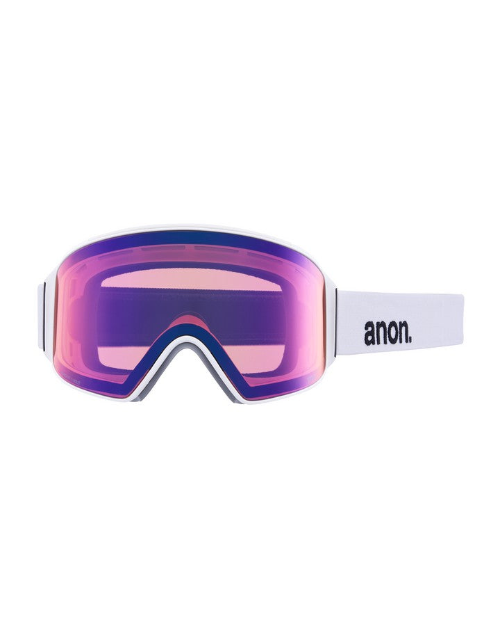Anon M4 Cylindrical Snow Goggles + Bonus Lens + Mfi® Face Mask - White/Perceive Sunny Onyx Lens Men's Snow Goggles - Trojan Wake Ski Snow