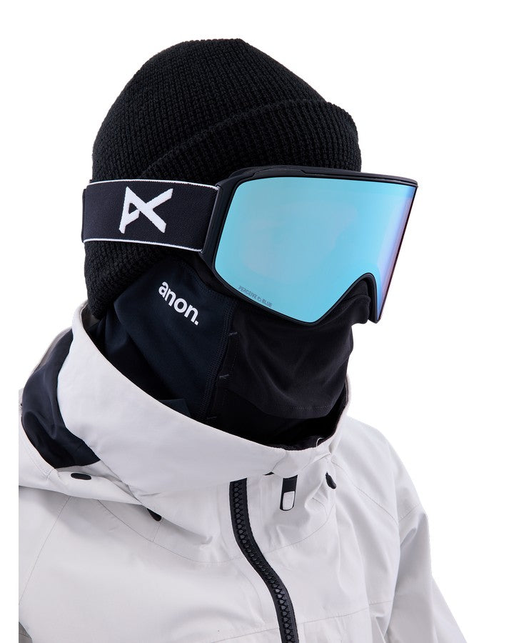 Anon M4 Cylindrical Snow Goggles + Bonus Lens + Mfi® Face Mask - Black/Perceive Variable Blue Lens Snow Goggles - Mens - Trojan Wake Ski Snow