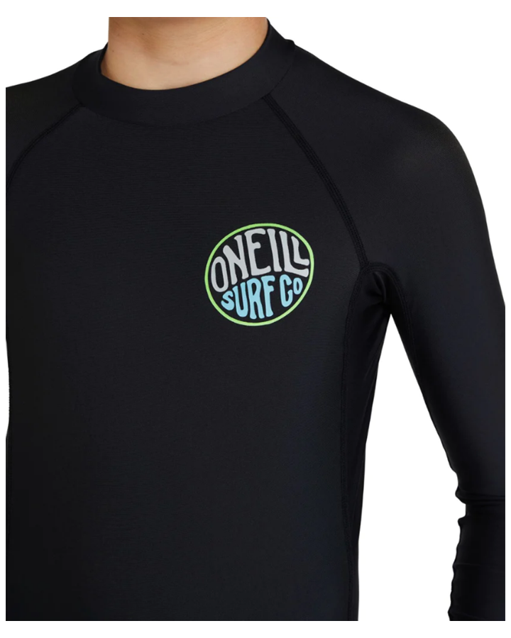 O'Neill Boys Reactor UV LS Rash Vest - Black Rashies - Trojan Wake Ski Snow