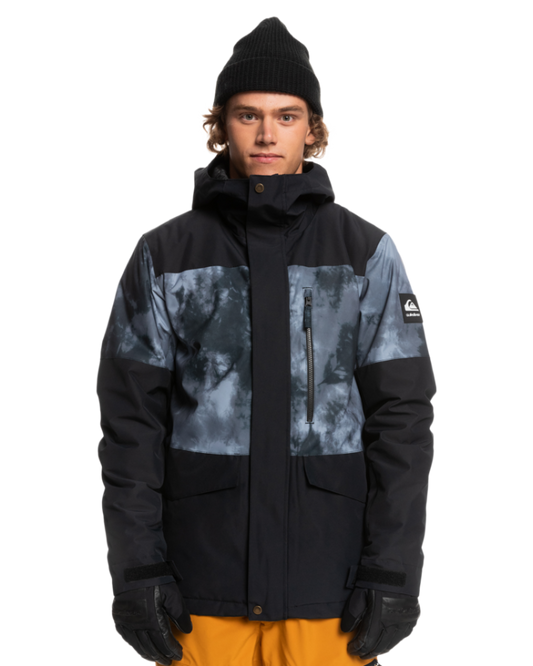 Quiksilver Mission Printed Block Snow Jacket - True Black Quiet Storm - 2023 Men's Snow Jackets - Trojan Wake Ski Snow