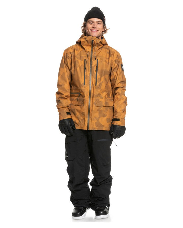 Quiksilver S Carlson Stretch Quest Snow Jacket - Buckthorn Brown Fade Out Camo - 2023 Men's Snow Jackets - Trojan Wake Ski Snow
