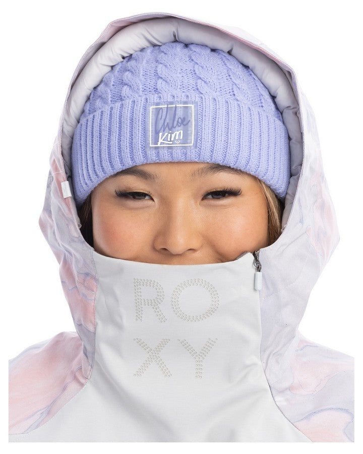 Roxy Chloe Kim Overhead Womens Snow Jacket - Gray Violet Marble - 2023 Women's Snow Jackets - Trojan Wake Ski Snow