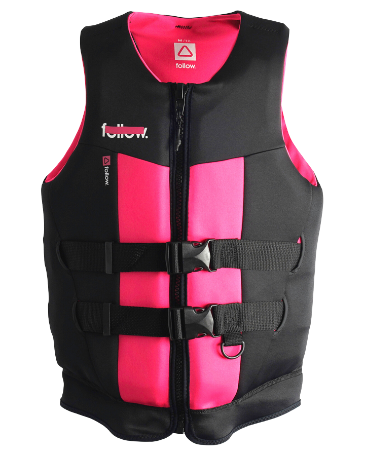 Follow Tact Ladies Vest - Black/Pink - 2023 Life Jackets - Womens - Trojan Wake Ski Snow