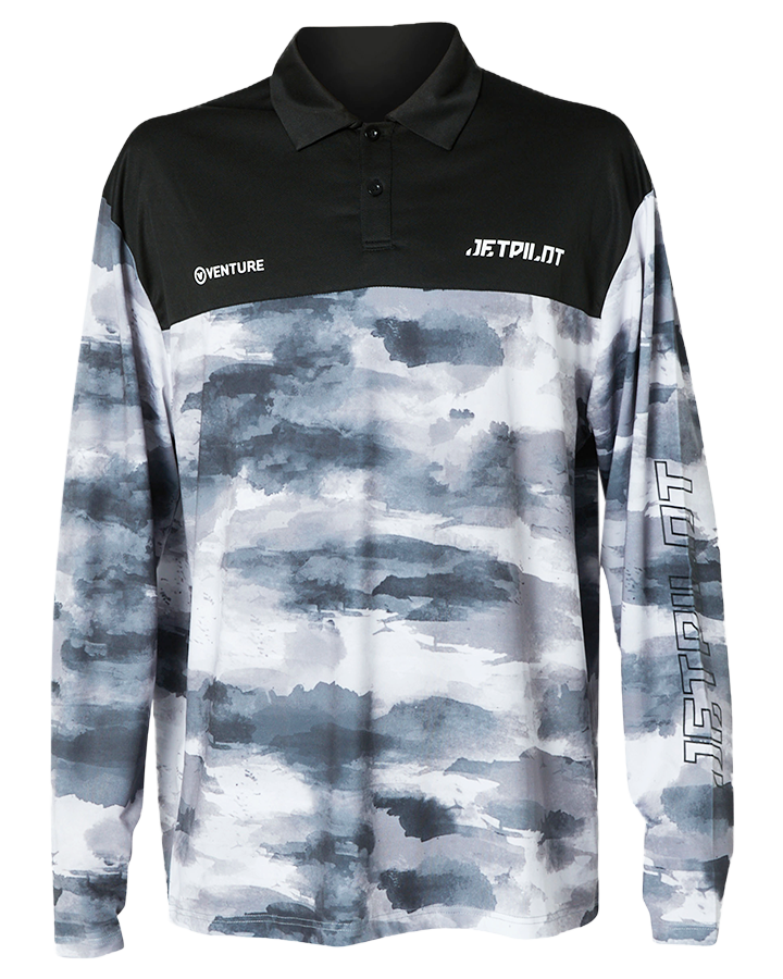 Jetpilot Venture Mens LS Fishing Polo - Grey Camo - 2023 Shirts - Mens - Trojan Wake Ski Snow