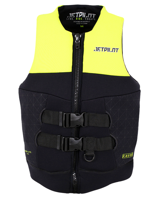 Jetpilot Cause Mens S-Grip FE Neo Vest - Yellow Level 50 - 2023 Life Jackets - Mens - Trojan Wake Ski Snow
