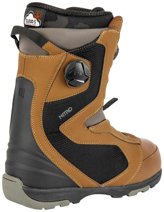 Nitro Club BOA Snowboard Boots - Brown/Black - 2023 Snowboard Boots - Mens - Trojan Wake Ski Snow