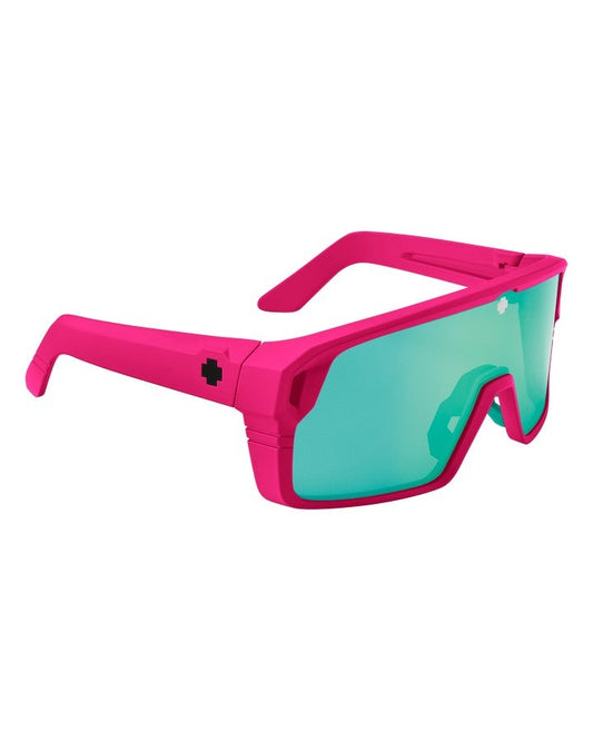 Spy Monolith Matte Neon Pink - Happy Bronze Light Green Spectra Mirror Sunglasses - Trojan Wake Ski Snow