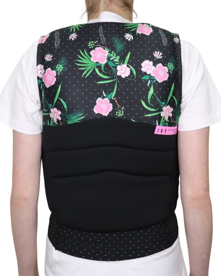 Ivy Palm Vest - Floral Black - 2022 Life Jackets - Womens - Trojan Wake Ski Snow