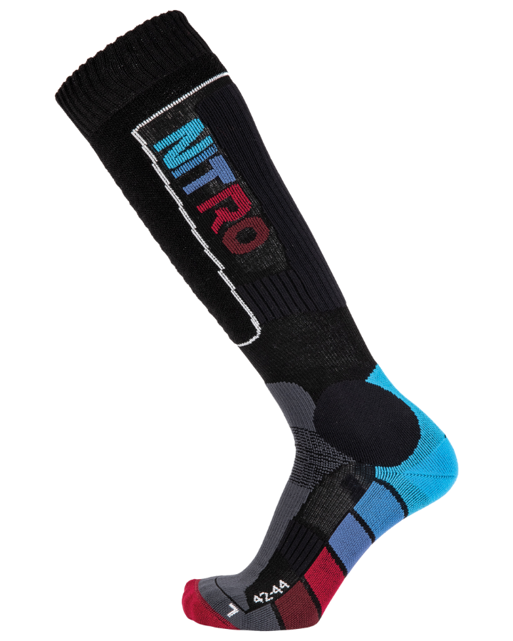 Nitro Mens Cloud 8 Socks - Black/Blue/Red - 2023 Socks - Trojan Wake Ski Snow