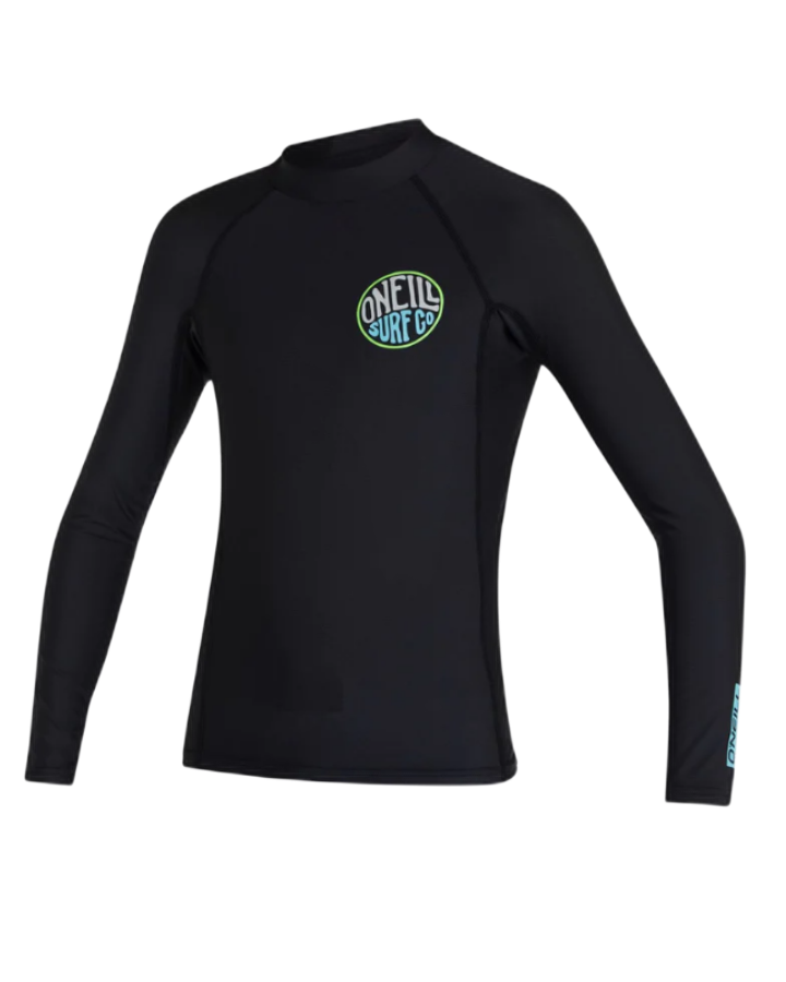 O'Neill Boys Reactor UV LS Rash Vest - Black Rashies - Trojan Wake Ski Snow