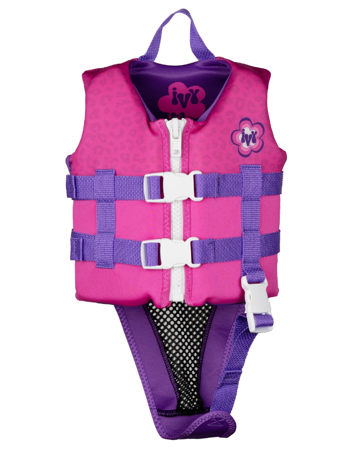 Ivy Junior Girls Vest - Pink Leopard - 2023 Life Jackets - Kids - Trojan Wake Ski Snow