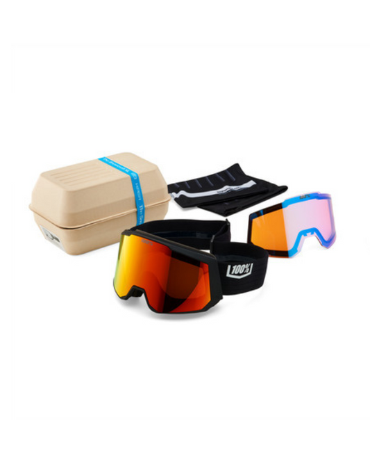 100% Snowcraft XL HiPER Snow Goggles - Black / Red Mirror - 2023 Men's Snow Goggles - Trojan Wake Ski Snow